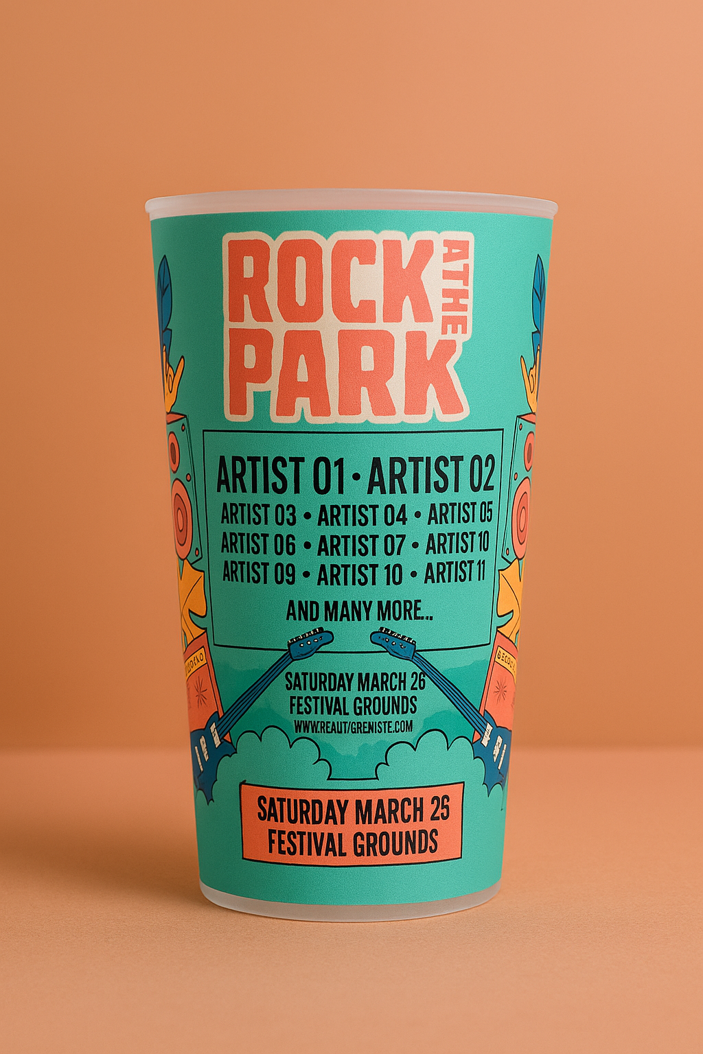 Custom Printed Festival Pint Cups – Reusable Full Colour Plastic Glasses Standard 6 Week