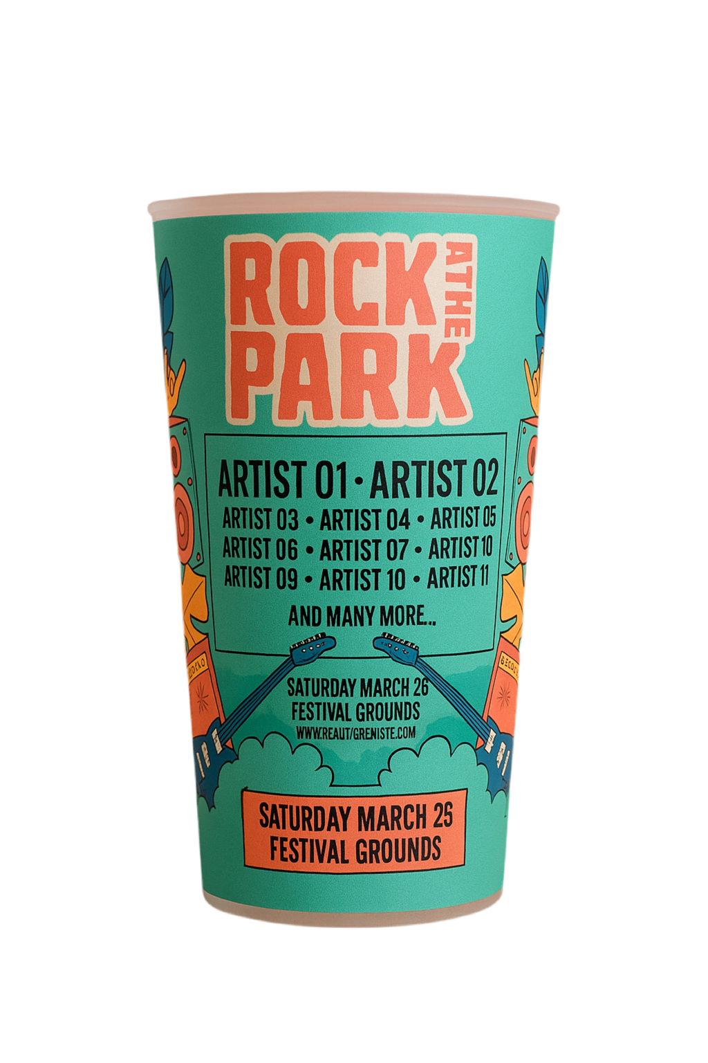 Custom Printed Festival Pint Cups – Reusable Full Colour Plastic Glasses Standard 6 Week