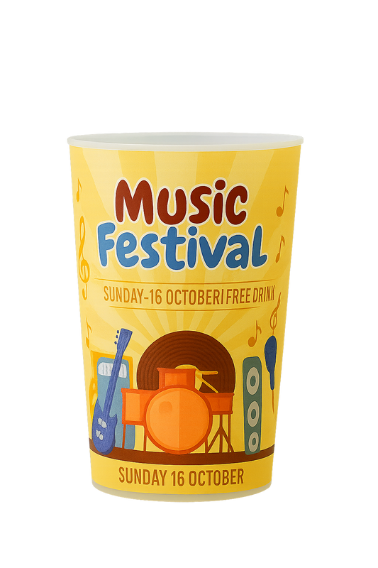 Custom Printed Festival Pint Cups – Reusable Full Colour Plastic Glasses Priority 21 Day